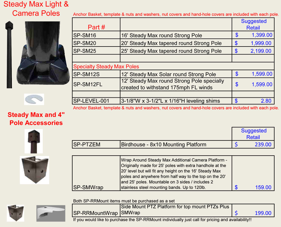 Strong Poles Pricing Security Camera Poles