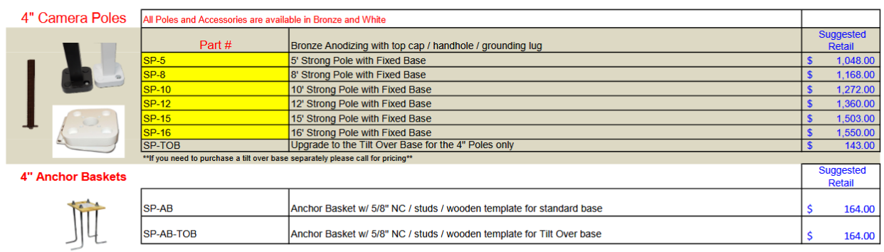 4" Legacy Pole MSRP March 2026