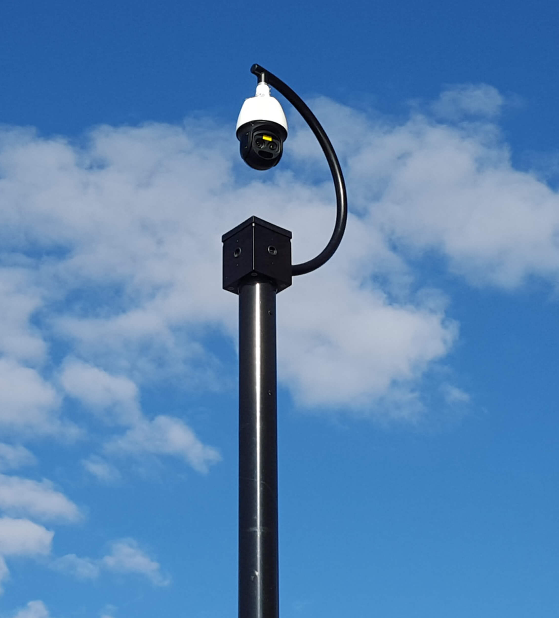 security camera poles with the ability to add lighting,