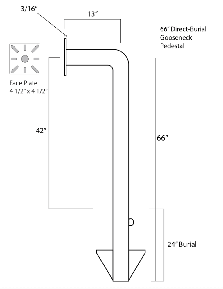 66" Gooseneck DirectBurial Keypad Pedestal Strong Poles