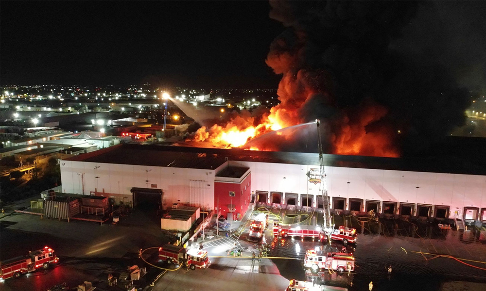 fire at food processing facility