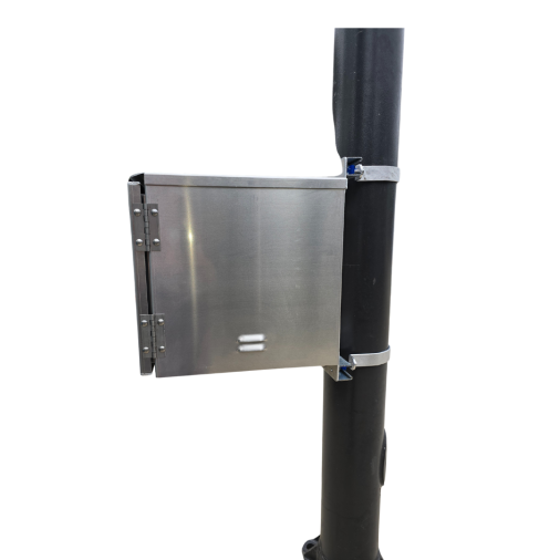 Aluminum Equipment Cabinet attached to a Steady Max Pole