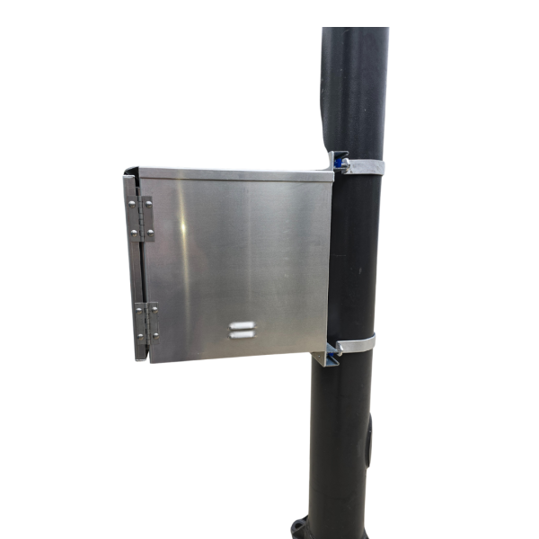 Aluminum Equipment Cabinet attached to a Steady Max Pole