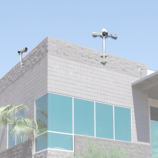 Building Mount bullet boxes attached to the side of an industrial building