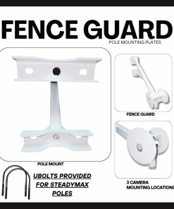 Fence Guard pole mounting plates in white