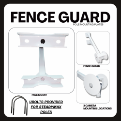 Fence Guard pole mounting plates in white