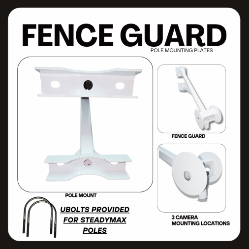 Fence Guard pole mounting plates in white