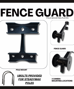 Fence Guard pole mounting plates in dark bronze