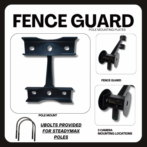 Fence Guard pole mounting plates in dark bronze
