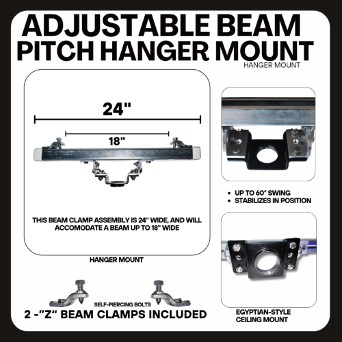Adjustable beam pitch hanger mount