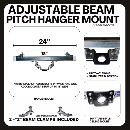 Adjustable beam pitch hanger mount