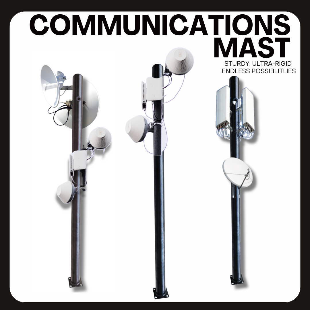 Three Communication Mast with Antennas and receivers