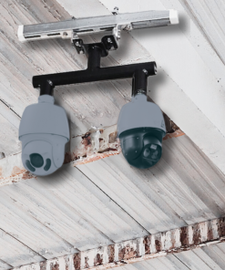 Adjustable Beam Pitch Hanger Mount with PTZ cameras attached